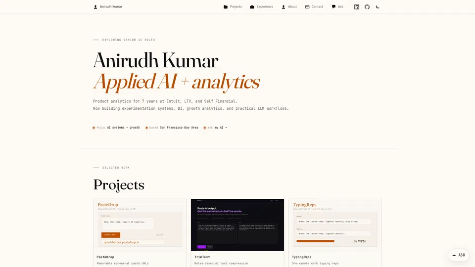 Homepage snapshot at launch