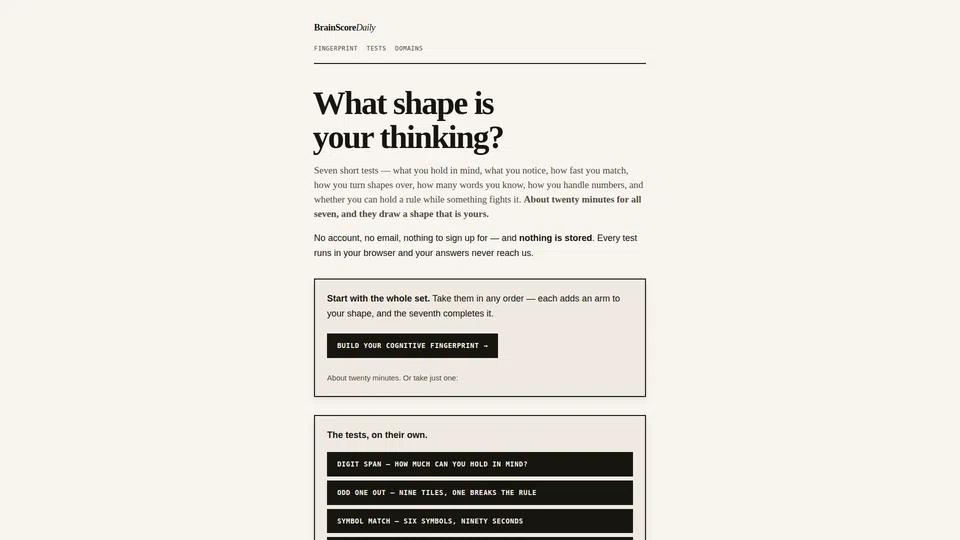 Homepage snapshot at launch