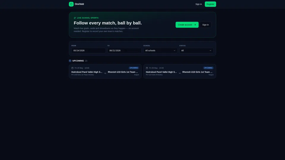 Homepage snapshot at launch