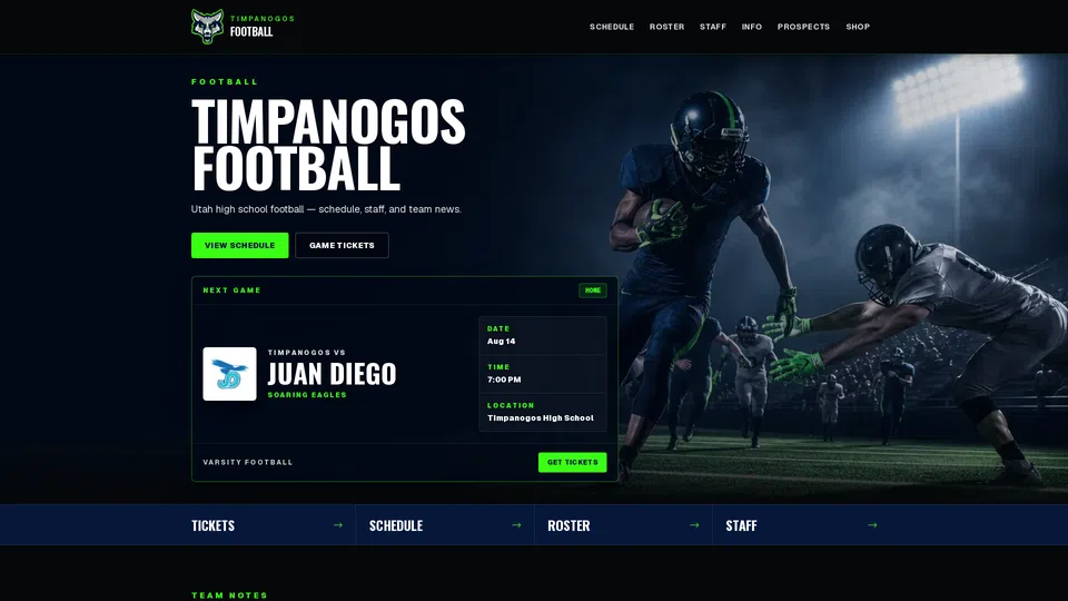 Homepage snapshot at launch