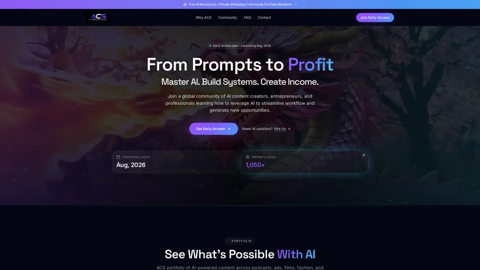 Homepage snapshot at launch