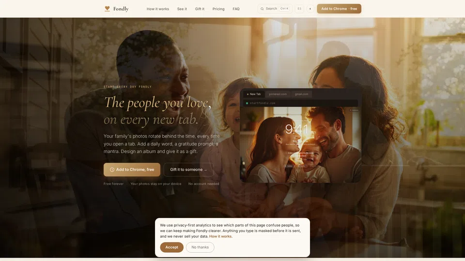 Homepage snapshot at launch