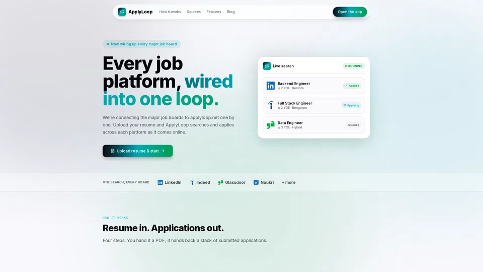 Homepage snapshot at launch