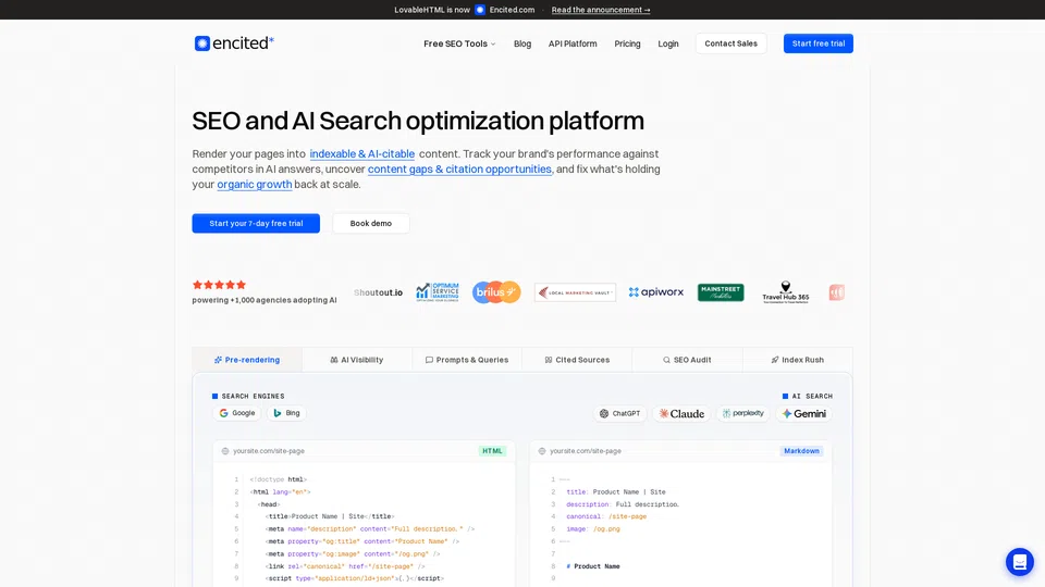 Homepage snapshot at launch