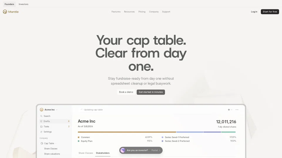 Homepage snapshot at launch