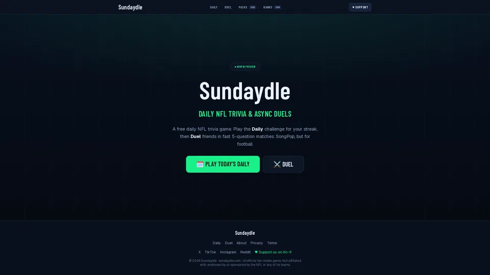 Homepage snapshot at launch