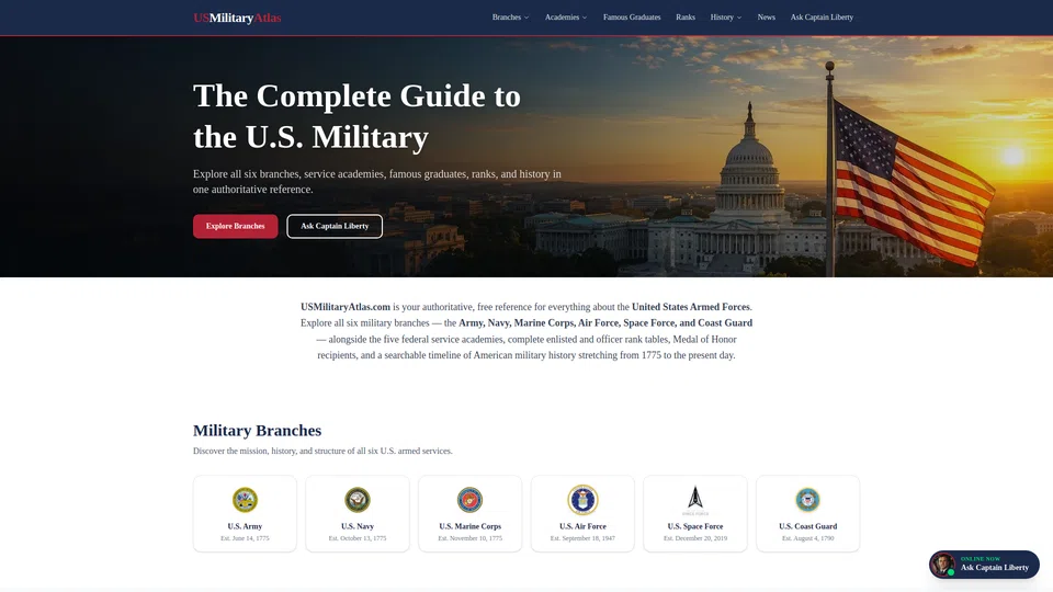 Homepage snapshot at launch