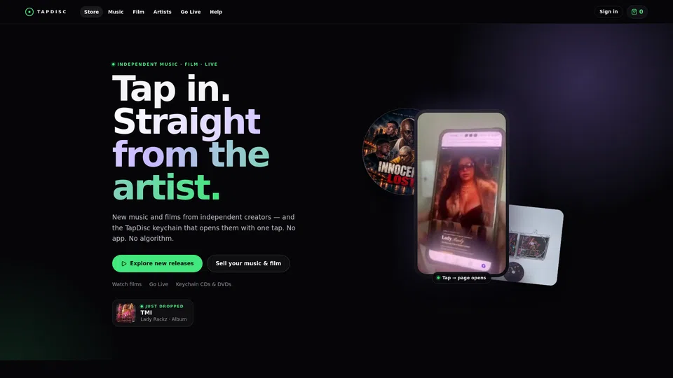 Homepage snapshot at launch