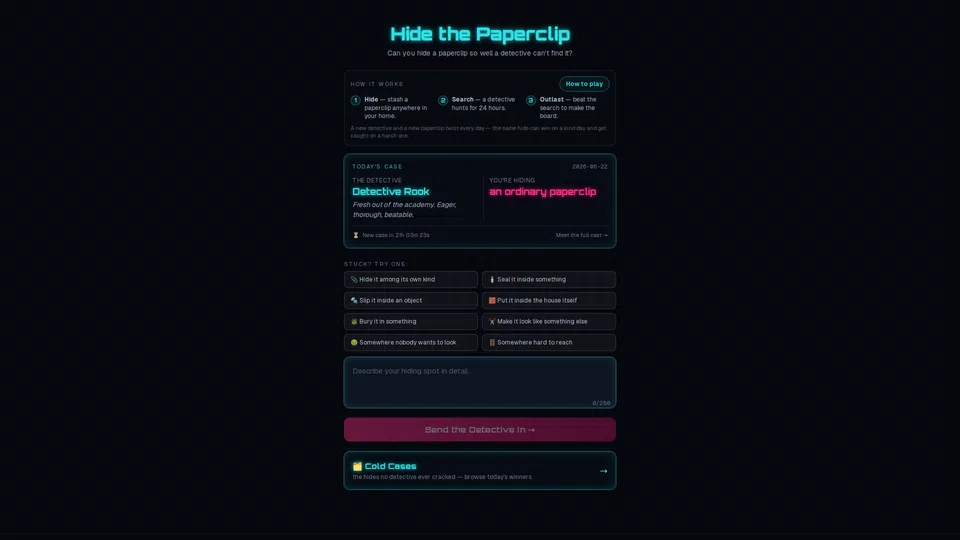 Homepage snapshot at launch