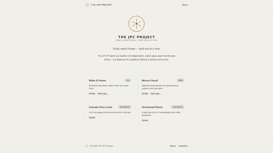 Homepage snapshot at launch