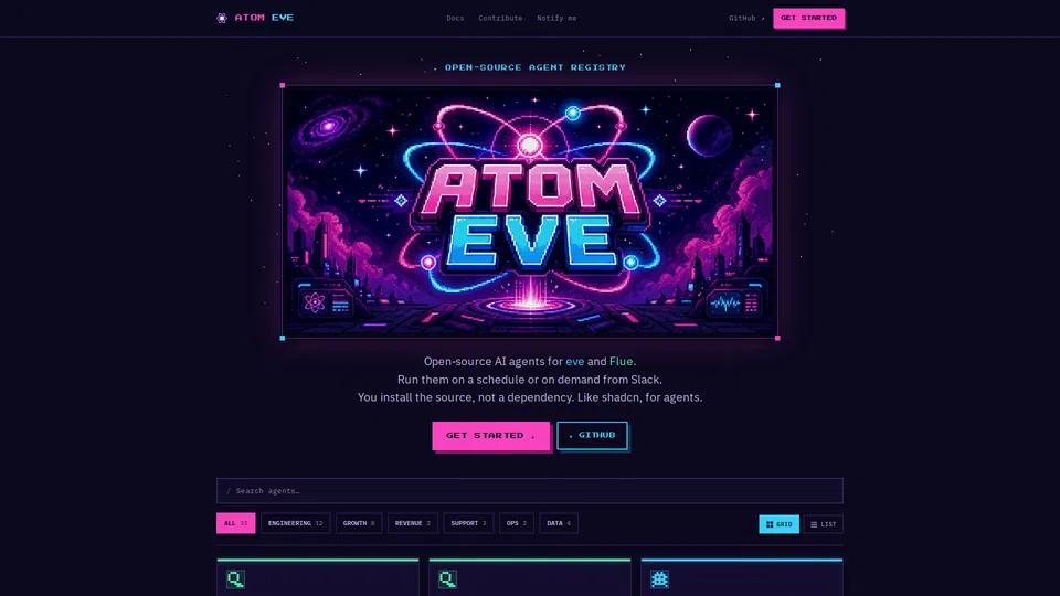 Homepage snapshot at launch