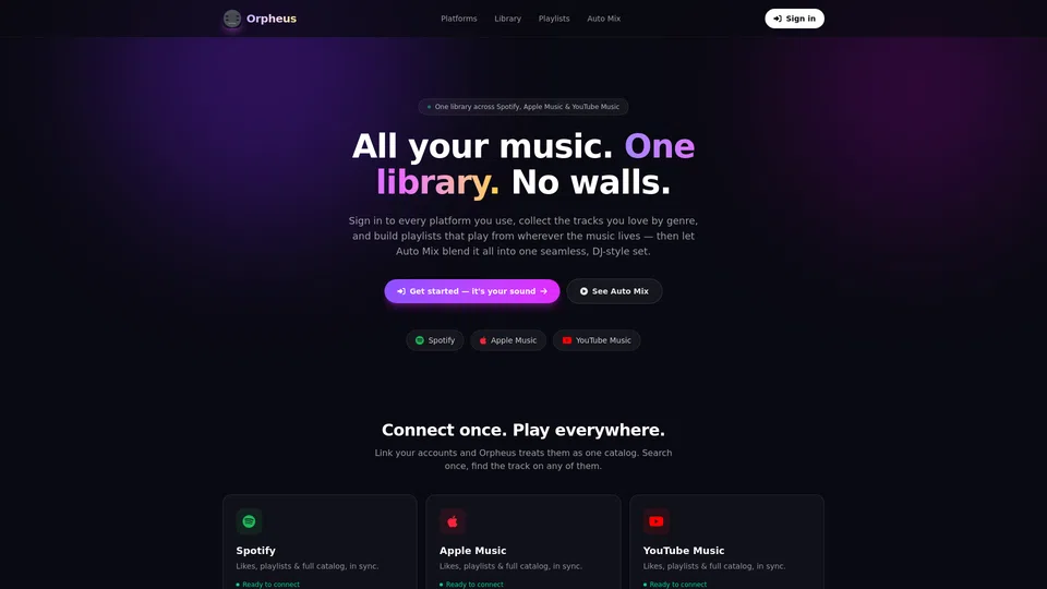 Homepage snapshot at launch