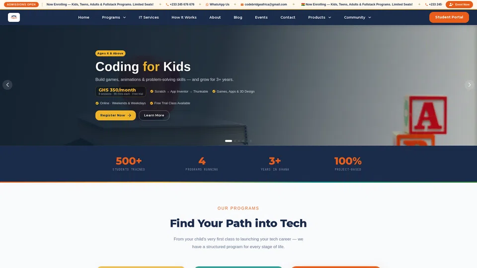 Homepage snapshot at launch