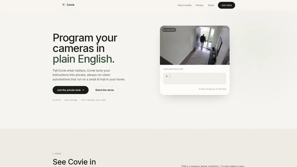 Homepage snapshot at launch