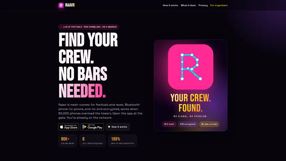 Homepage snapshot at launch
