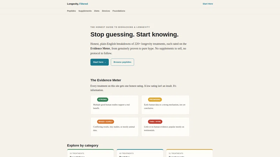 Homepage snapshot at launch