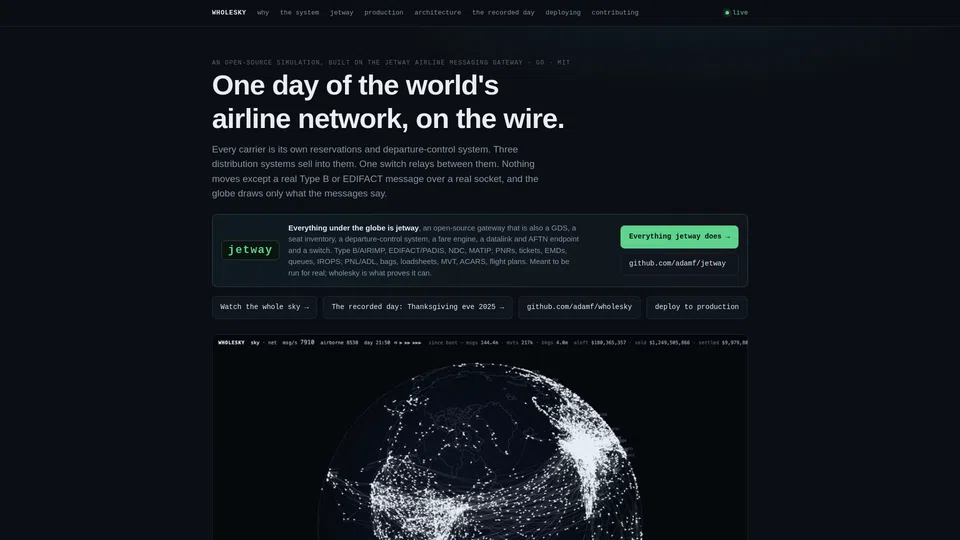 Homepage snapshot at launch