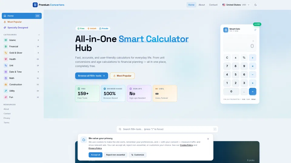 Homepage snapshot at launch