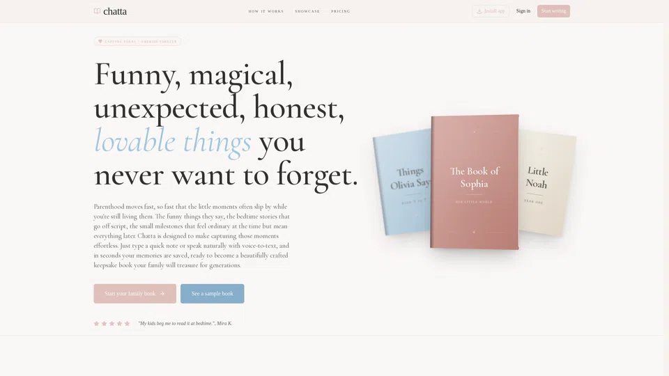 Homepage snapshot at launch