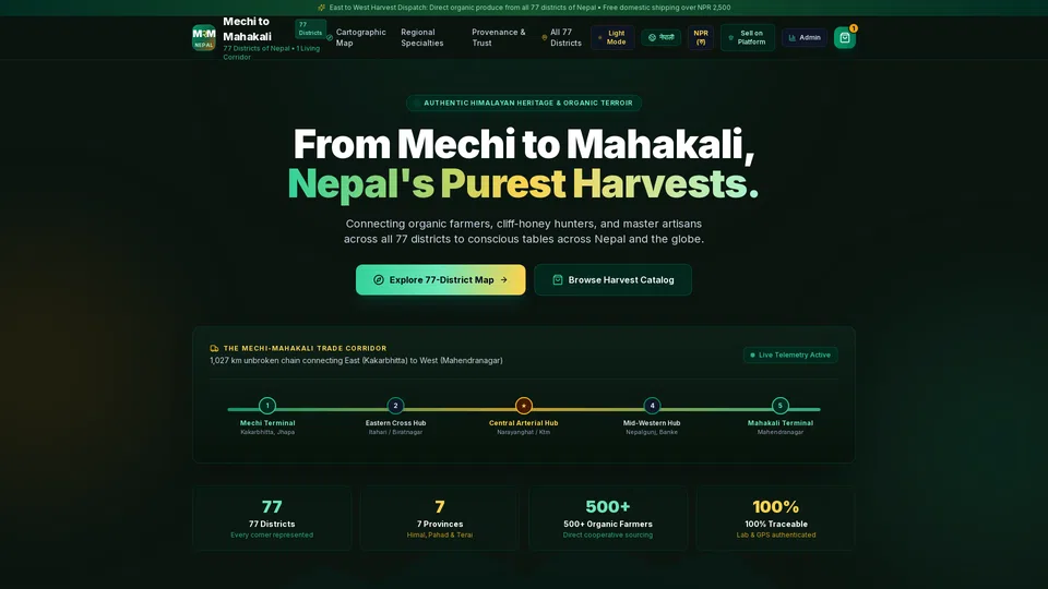 Homepage snapshot at launch