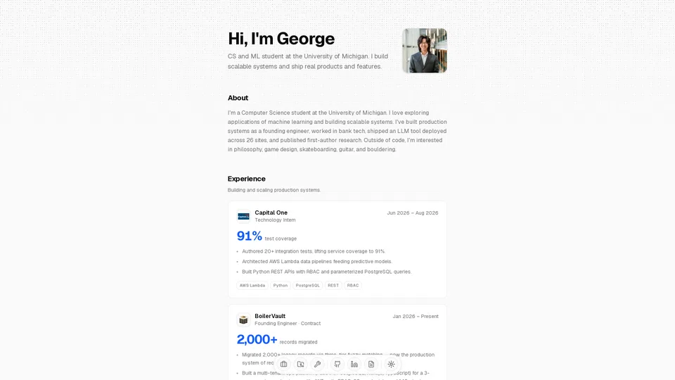 Homepage snapshot at launch