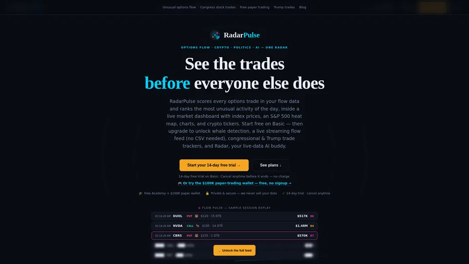 Homepage snapshot at launch
