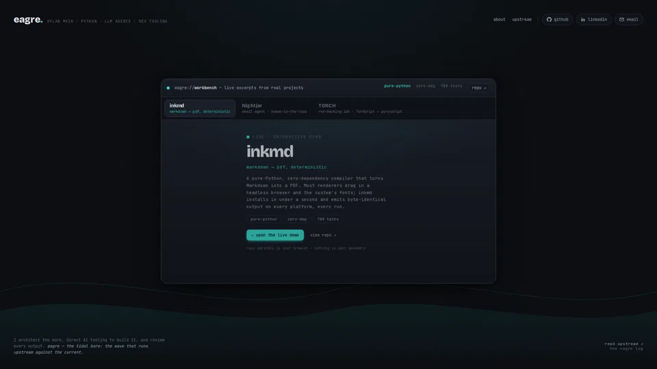 Homepage snapshot at launch