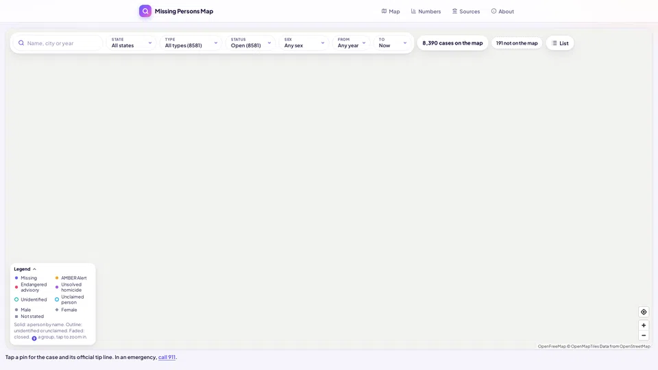 Homepage snapshot at launch