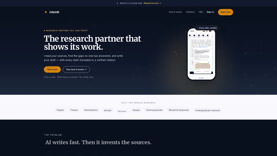 Homepage snapshot at launch