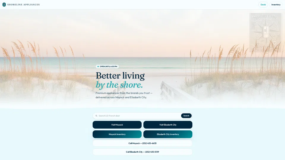 Homepage snapshot at launch