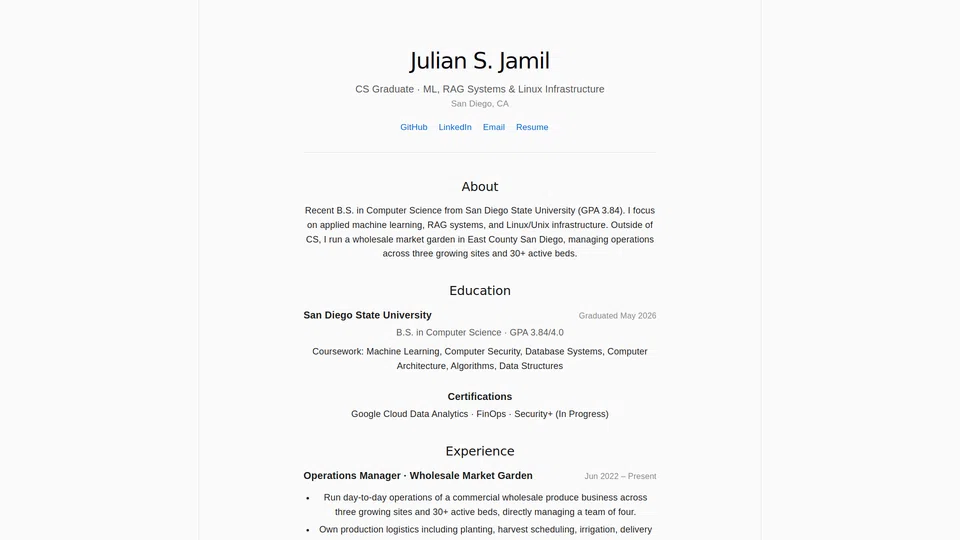 Homepage snapshot at launch