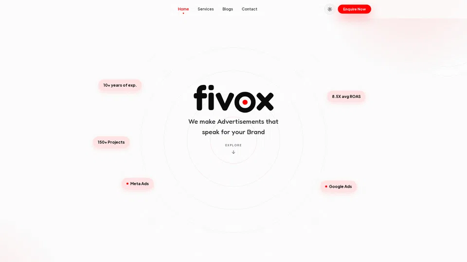Homepage snapshot at launch