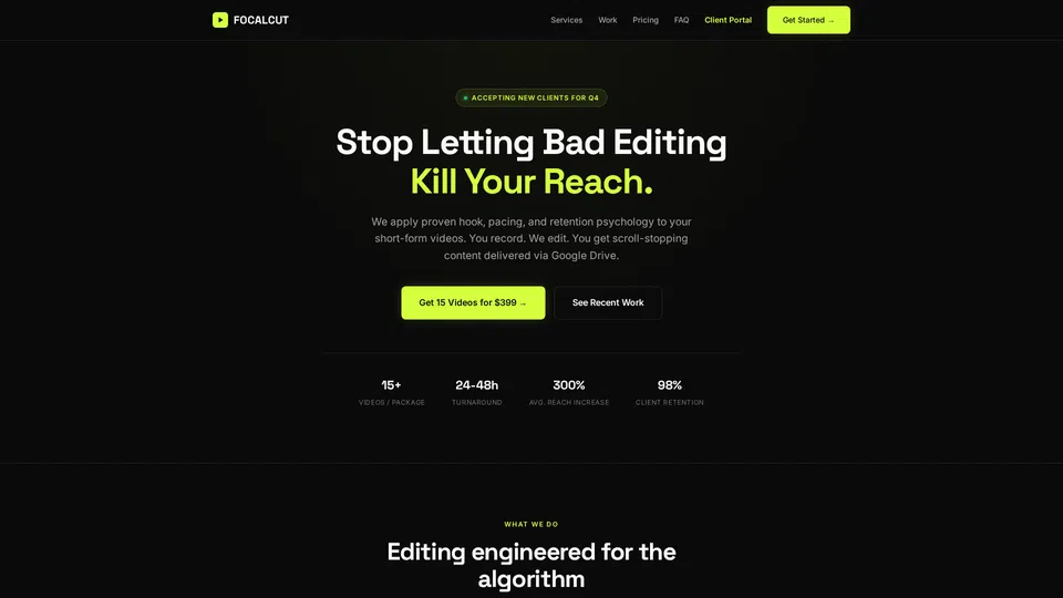 Homepage snapshot at launch