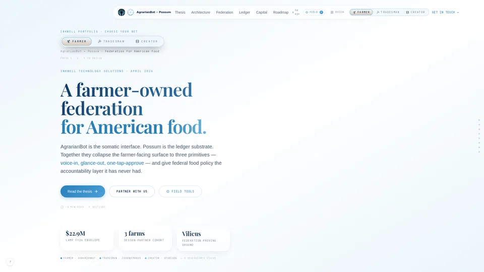 Homepage snapshot at launch
