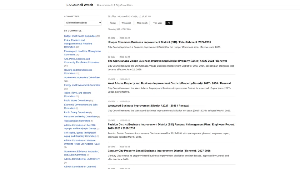 Homepage snapshot at launch
