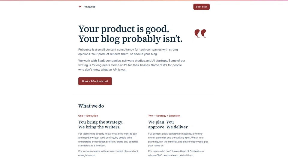 Homepage snapshot at launch