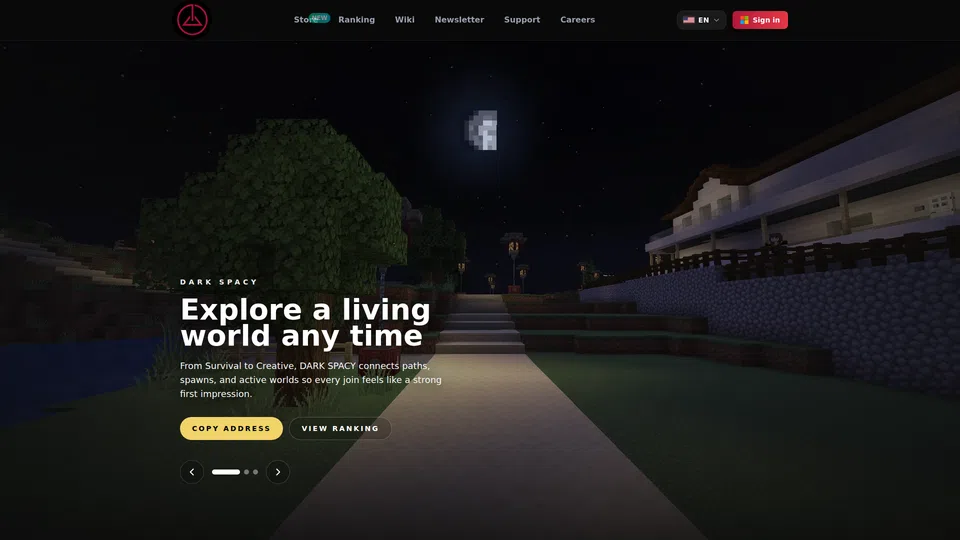 Homepage snapshot at launch