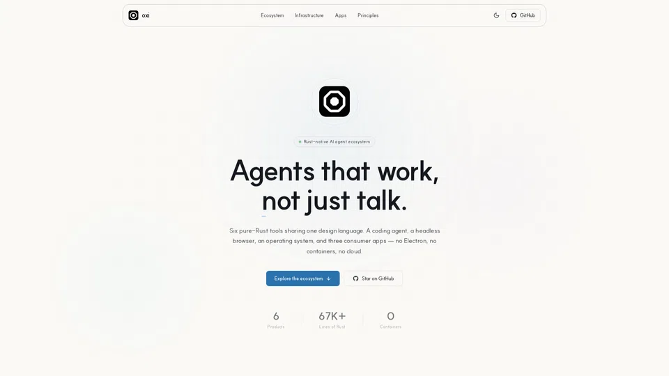 Homepage snapshot at launch