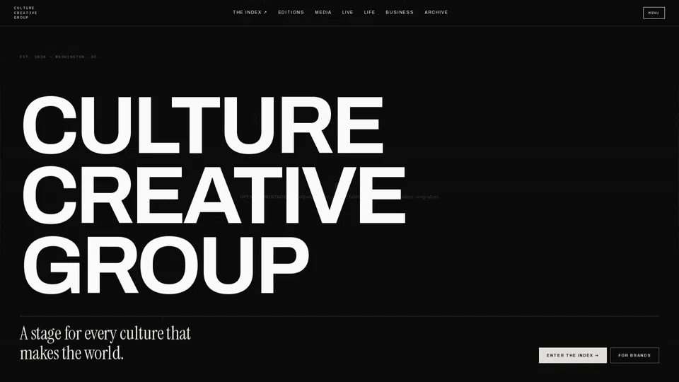 Homepage snapshot at launch