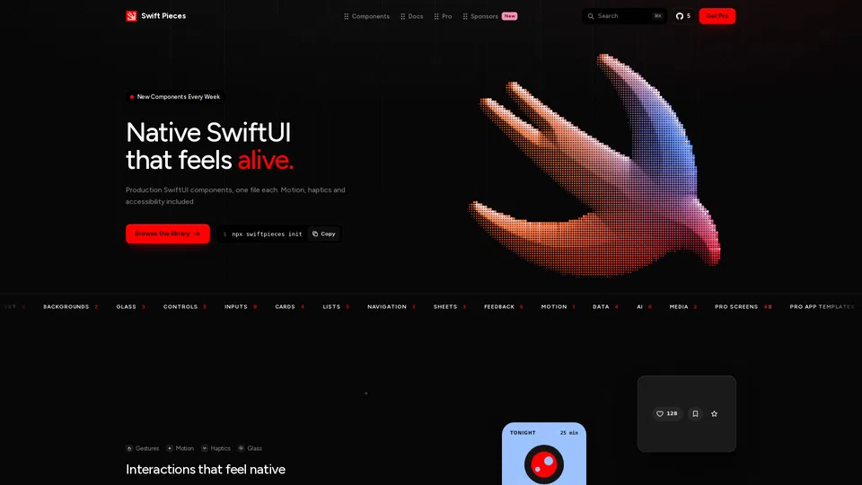 Homepage snapshot at launch