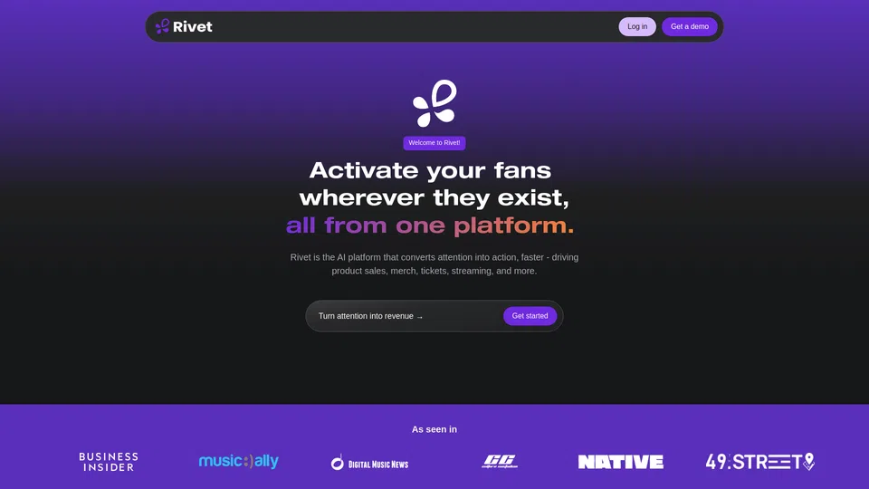 Homepage snapshot at launch
