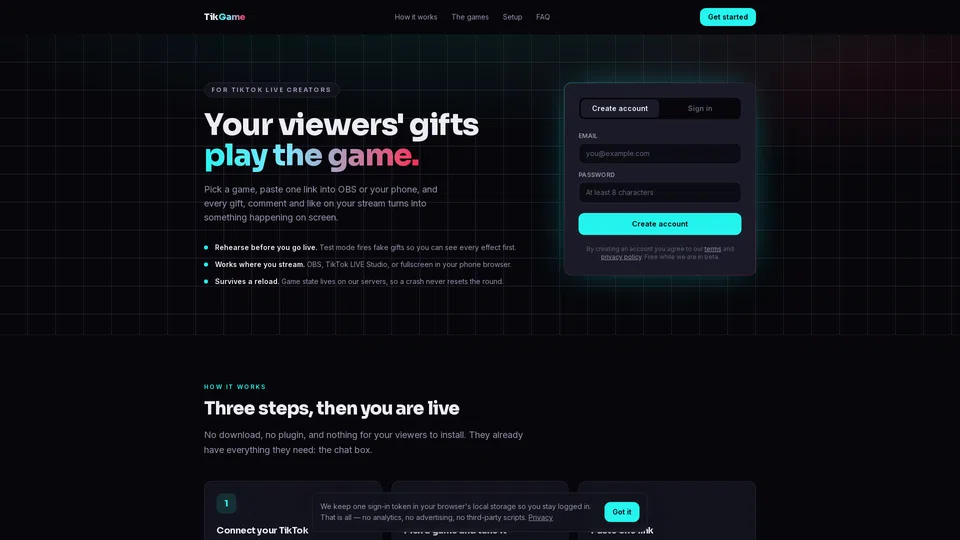 Homepage snapshot at launch