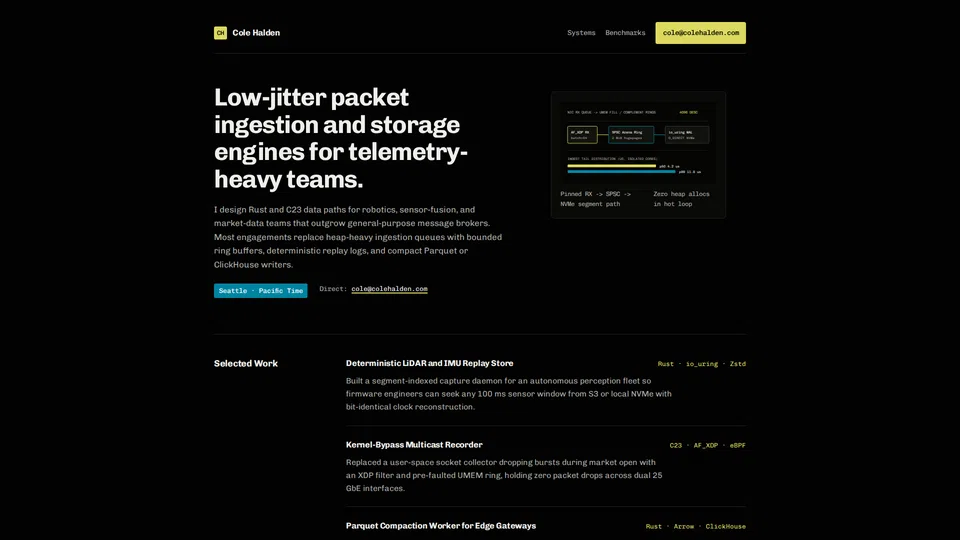 Homepage snapshot at launch