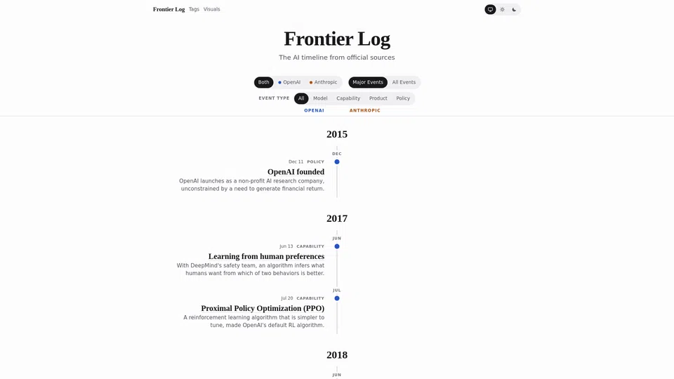 Homepage snapshot at launch