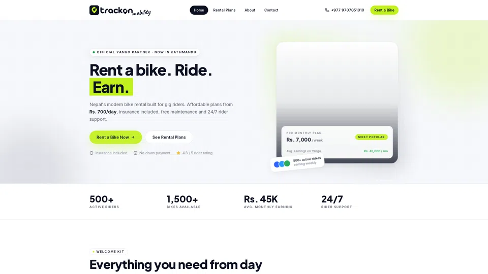 Homepage snapshot at launch