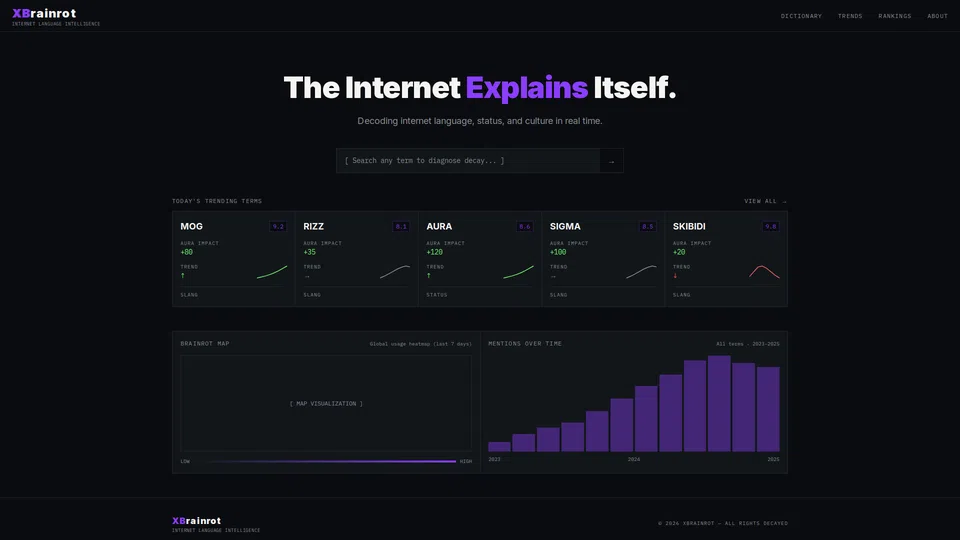Homepage snapshot at launch