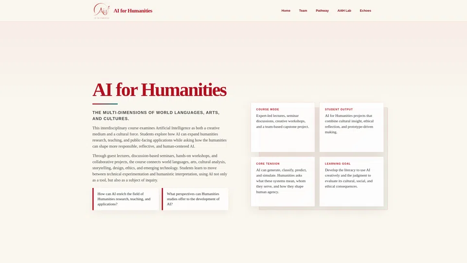 Homepage snapshot at launch