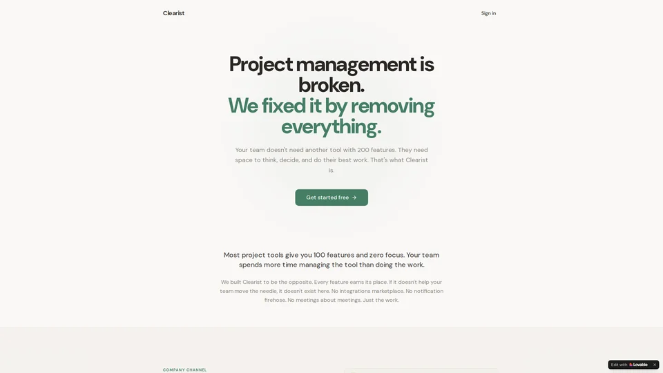 Homepage snapshot at launch