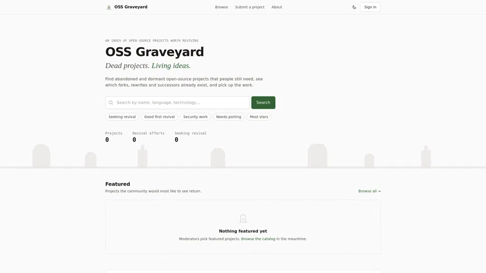 Homepage snapshot at launch