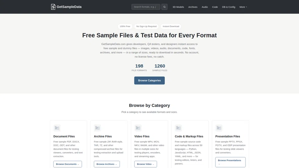 Homepage snapshot at launch
